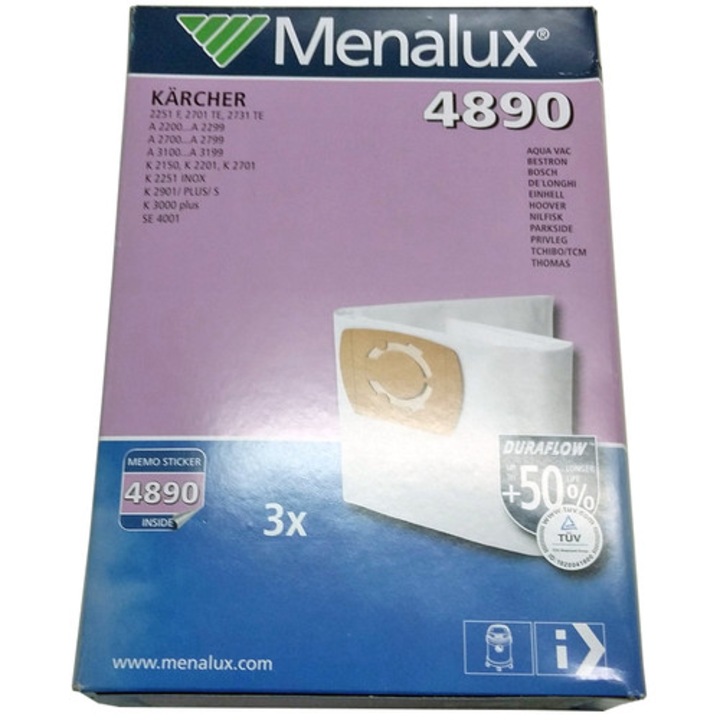 Комплект торби за прах Menalux 4890, 3 бр. Karcher, Thomas