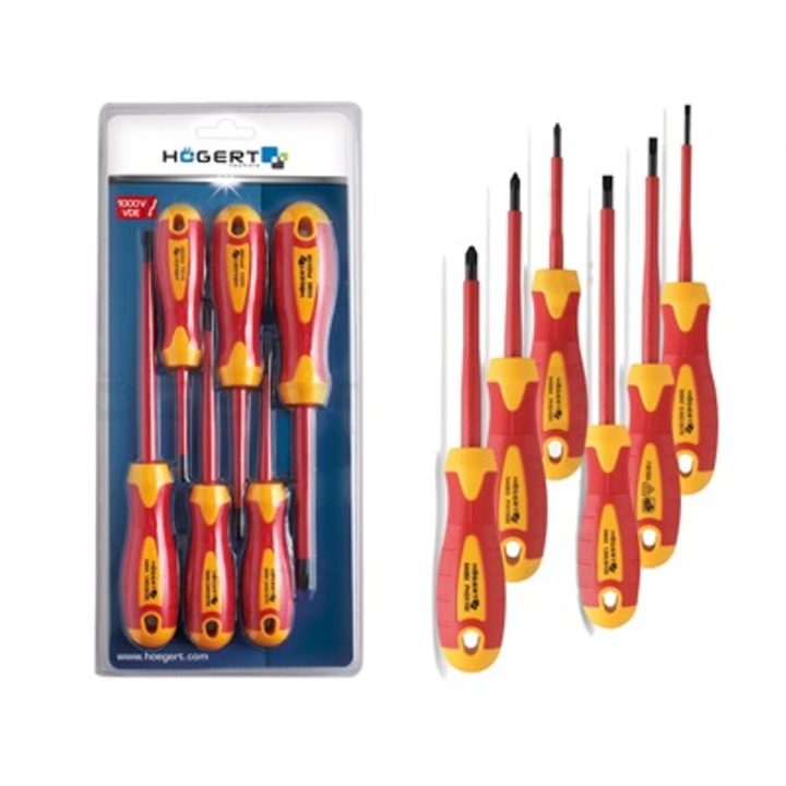 Комплект отвертки от 6 броя Hogert, HT1S996, 1000V
