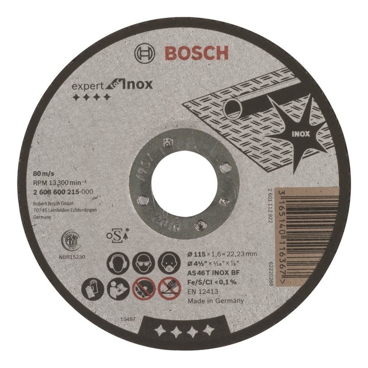 Диск за рязане Bosch Expert for Inox прав,180 mm