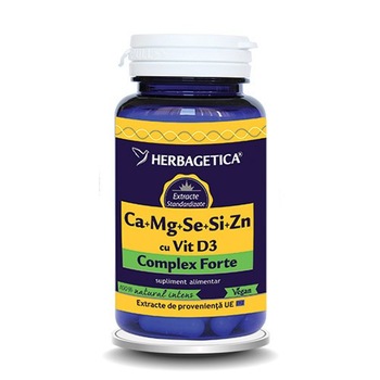 Ca+Mg+Se+Si+Zn organice cu Vit. D3 60 capsule Ca+Mg+Se+Si+Zn organice cu Vit. D3 60 capsule