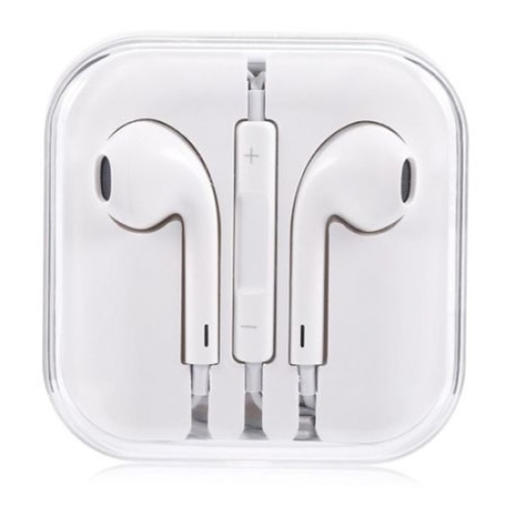 Fülbe helyezhető fejhallgató mikrofonnal, iPhone kompatibilis, fehér