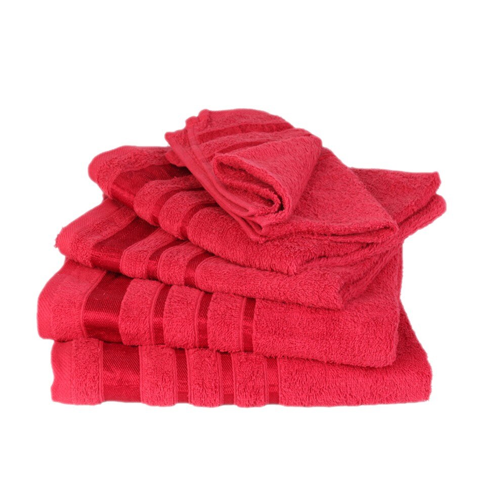 Set 6 prosoape din bumbac pakistanez,culoare Rosu