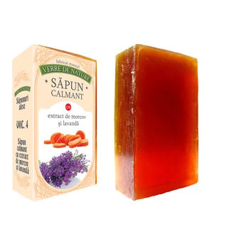 Sapun calmant cu extract de morcov si parfum de lavanda 100 g Sapun calmant cu extract de morcov si parfum de lavanda 100 g