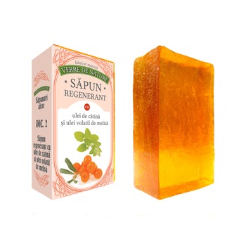 Sapun regenerant cu ulei de catina si ulei volatil de melisa 100 g Sapun regenerant cu ulei de catina si ulei volatil de melisa 100 g