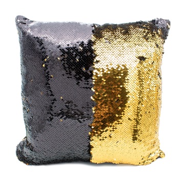 Perna decorativa antistres , model paiete reversibile, 40x40cm, culoare negru cu auriu Perna decorativa antistres , model paiete reversibile, 40x40cm, culoare negru cu auriu