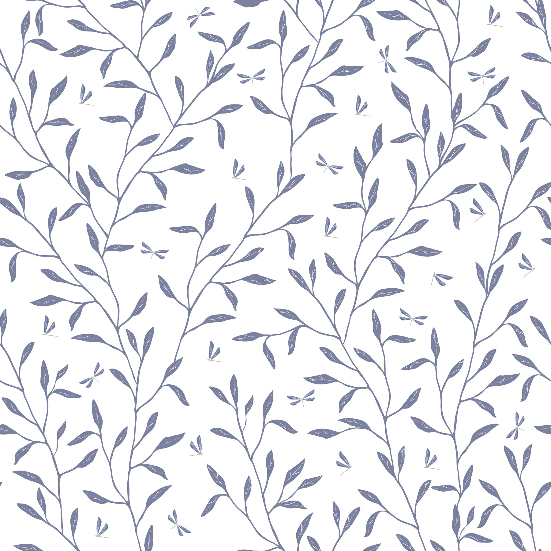 Tapet Premium Artfoyer - Garden, Leaves, Botanical, Blue, Vlies (Non-Woven), Eco Frendly, Nu necesita adeziv, Set 3 role, 5,4 mp