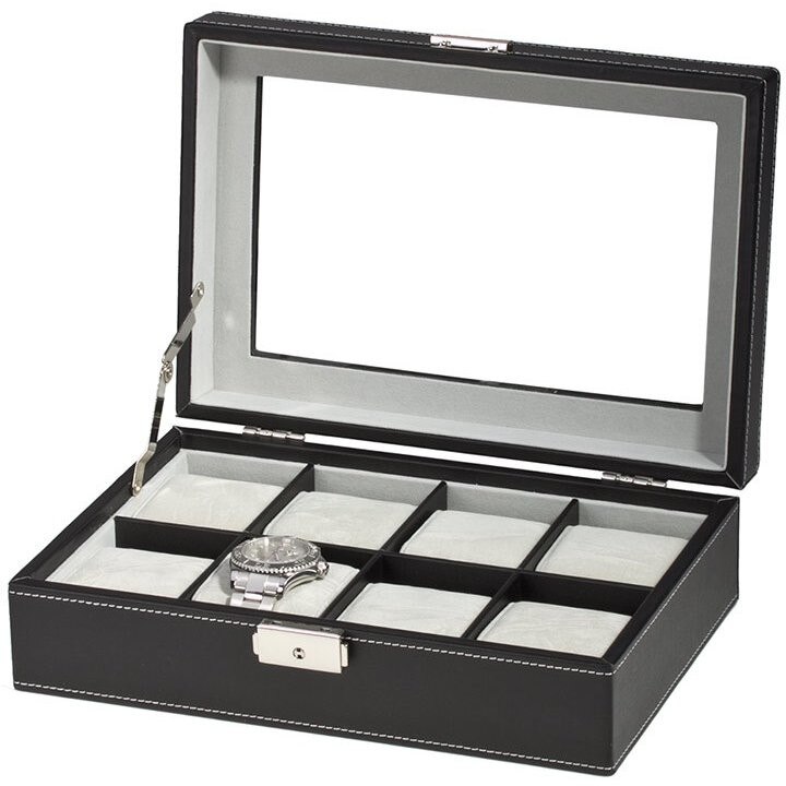 Cutie depozitare neagra pentru 8 ceasuri