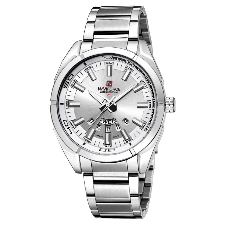Ceas barbatesc NaviForce Sazzary, Argint / Alb