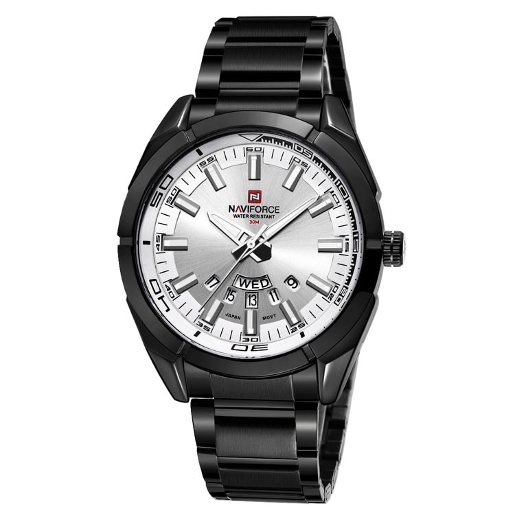 Ceas barbatesc NaviForce Sazzary, Negru / Alb