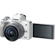Aparat foto Mirrorless Canon EOS M50, 25.8 MP, 4K, Wi-Fi, Alb + Obiectiv EF-M 15- 45mm f/3.5-6.3 IS STM