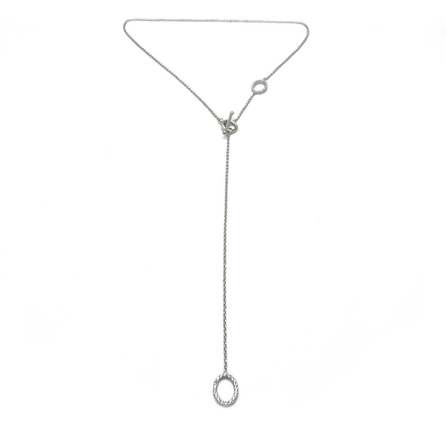 Colier argint rodiat Luxor Gioielli design italian cu ovale placate cu zirconii albe