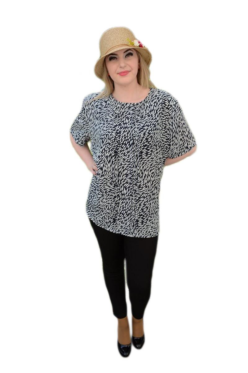 Bluza lejera de vara, culoare bleumarin, Bleumarin/Alb