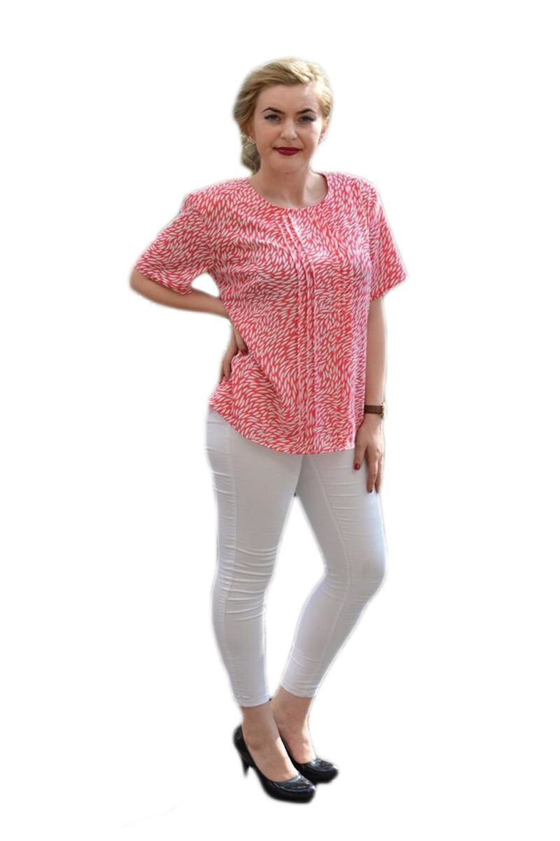 Bluza lejera de vara, culoare bleumarin, Corai/Alb