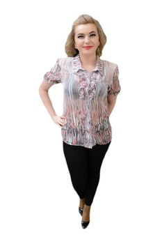 Bluza moderna de vara, alba cu design de trandafiri, D&J Exclusive, Plamaniu Bluza moderna de vara, alba cu design de trandafiri, D&J Exclusive, Plamaniu