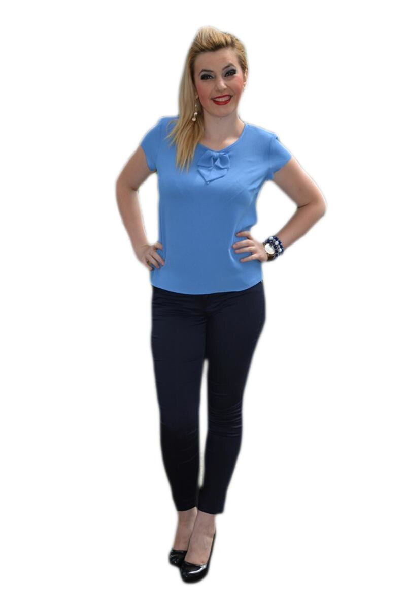 Bluza vaporoasa, cu funda, D&J Exclusive, Albastru