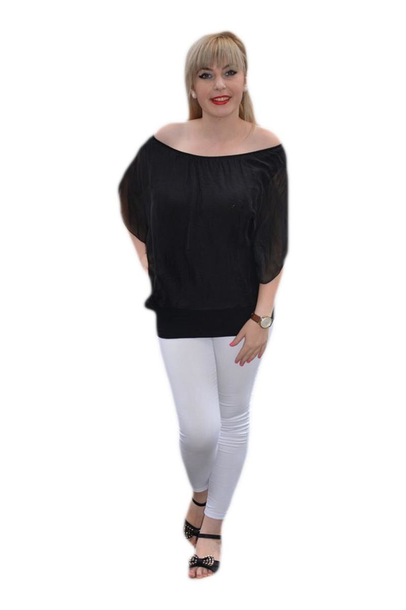 Bluza casual, de vara, culoare neagra, D&J Exclusive, Negru