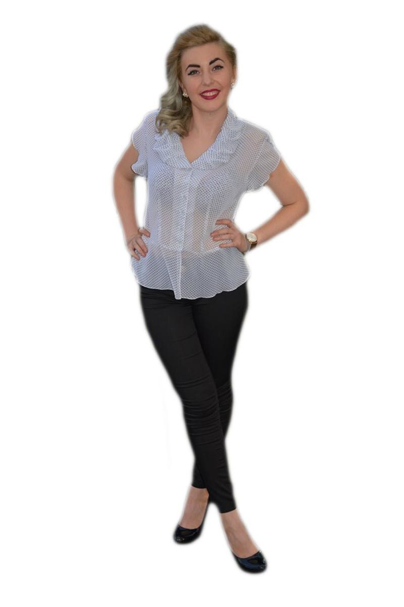 Bluza cu decolteu in V, culoare alba, D&J Exclusive 48 EU