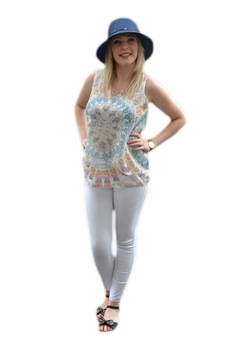 Tricou tineresc, design multicolor, bej, D&J Exclusive, Bej Tricou tineresc, design multicolor, bej, D&J Exclusive, Bej