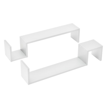 Set Design Retro Style, 2 rafturi perete Modell 6, en.casa, MDF, alb mat lacuit Set Design Retro Style, 2 rafturi perete Modell 6, en.casa, MDF, alb mat lacuit