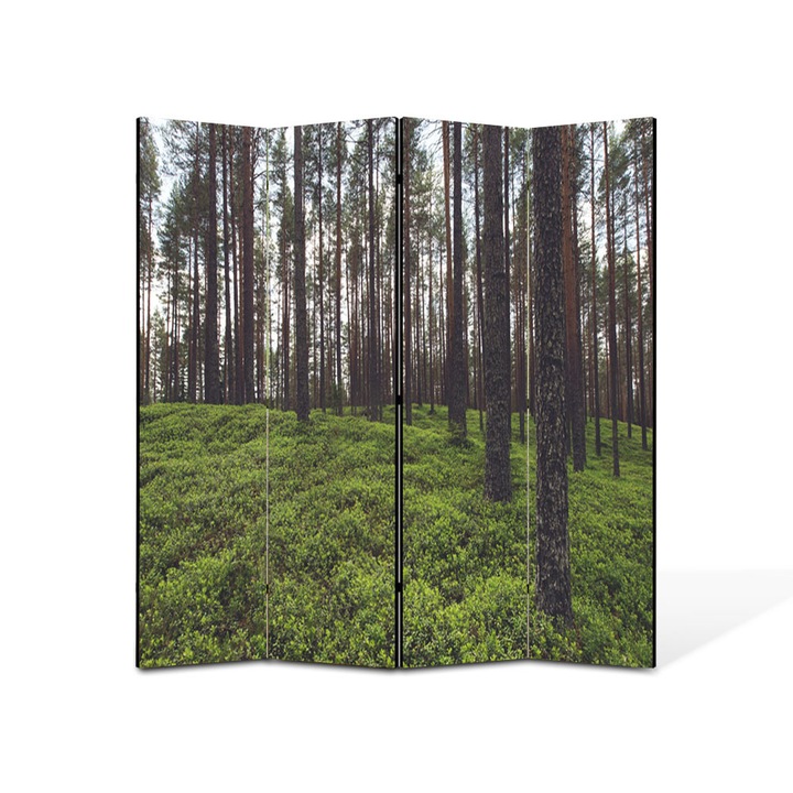 Paravan de Camera ArtDeco din 4 Panouri Peisaj Padure rara 140 x 150 cm