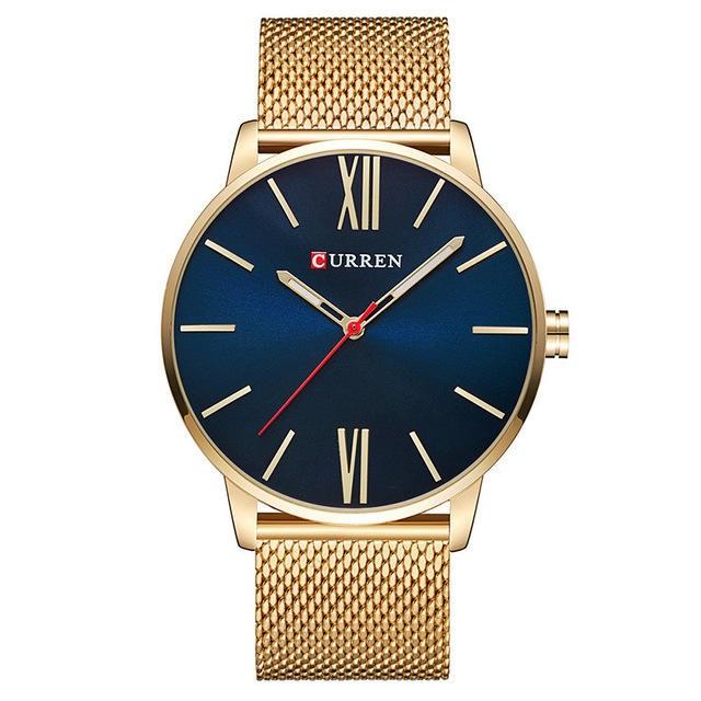 Ceas pentru barbati CURREN SUPERSLIM AURIU-ALBASTRU