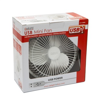 Mini ventilator 51110WH- 00086185, Delight, USB, 5V 0.25W, Alb Mini ventilator 51110WH- 00086185, Delight, USB, 5V 0.25W, Alb