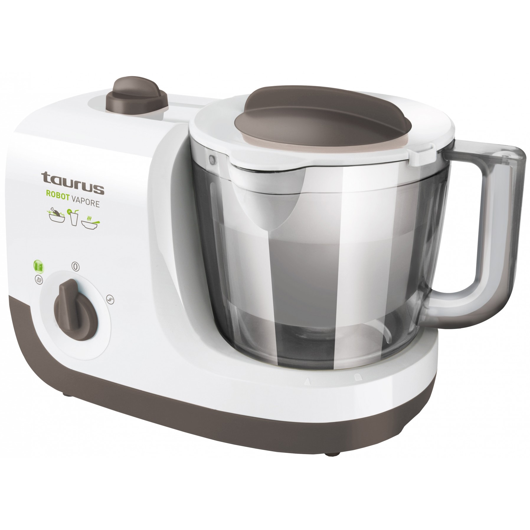 Robot de bucatarie Taurus Robot Vapore. 750W, 1.7 l, Fara BPA, 2 trepte de gatire, Alb/Gri