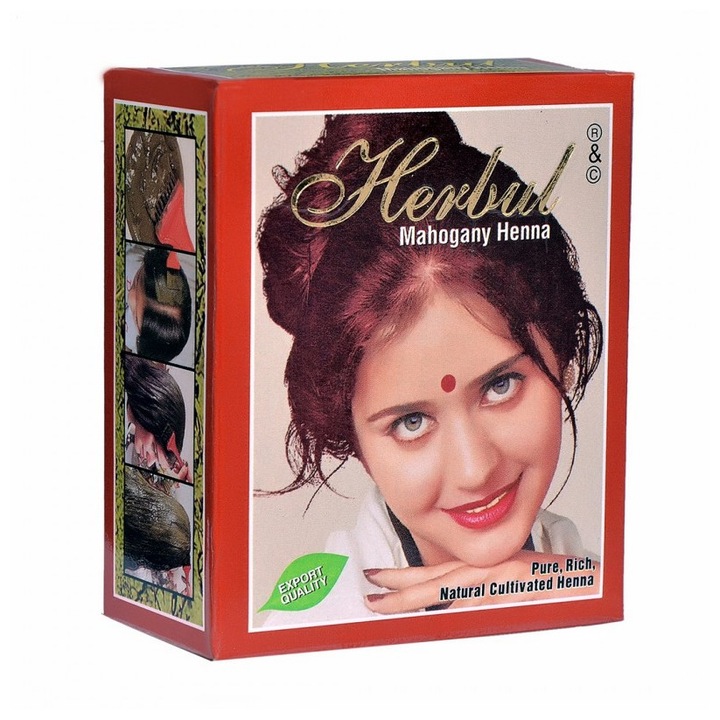 Vopsea de par HERBUL HENNA Mahon, 6 plicuri