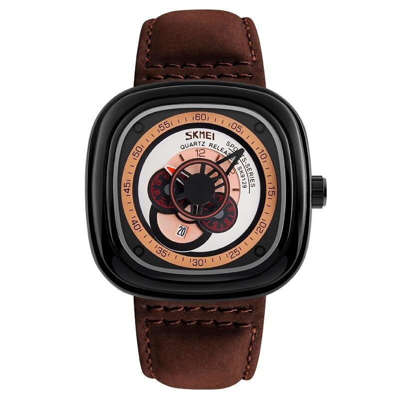 Ceas pentru barbati SKMEI RETRO SQUARE BROWN-WHITE