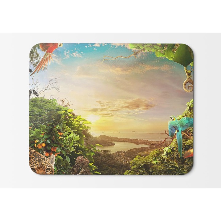 Mouse Pad Brazil Forest Nature Animals Birds - 21.5 x 27 x 0.3cm