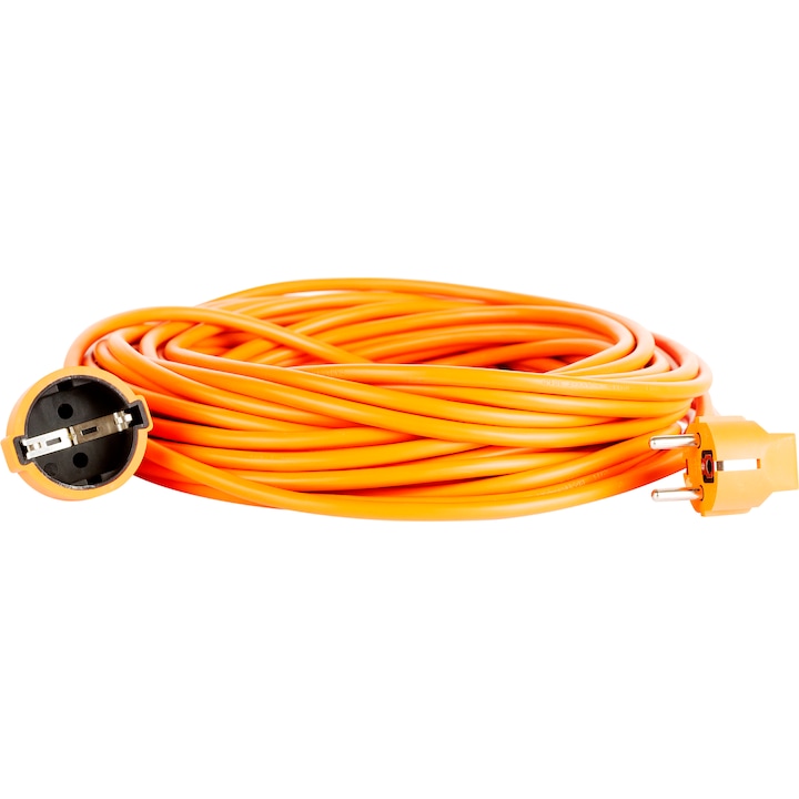 Prelungitor de gradina Bachmann, cu fisa si priza, dubu contact lateral de protectie, cablu H05VV-F 3G1mm², 10m, Orange