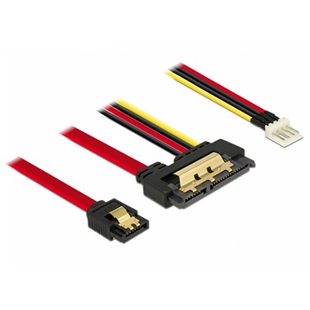Cablu de date + alimentare SATA 22 pini 6 Gb/s cu clips la Floppy 4 pini tata + SATA 7 pini 30cm, Delock 85232 Cablu de date + alimentare SATA 22 pini 6 Gb/s cu clips la Floppy 4 pini tata + SATA 7 pini 30cm, Delock 85232
