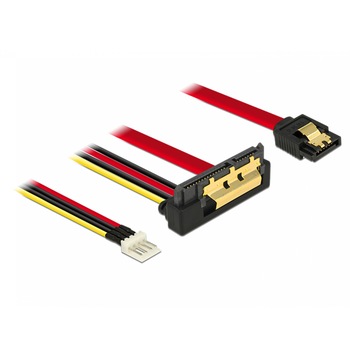 Cablu de date + alimentare SATA 22 pini 6 Gb/s cu clips la Floppy 4 pini tata + SATA 7 pini unghi jos/drept 30cm, Delock 85233 Cablu de date + alimentare SATA 22 pini 6 Gb/s cu clips la Floppy 4 pini tata + SATA 7 pini unghi jos/drept 30cm, Delock 85233