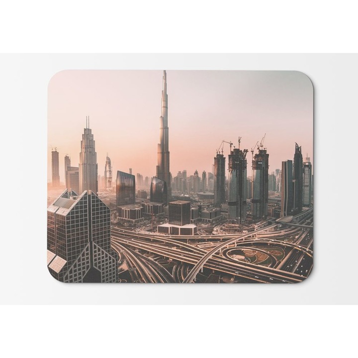 Mouse Pad Dubai Skyline Cityscape Skyscrapers Burj Khalifa - 21.5 x 27 x 0.3cm