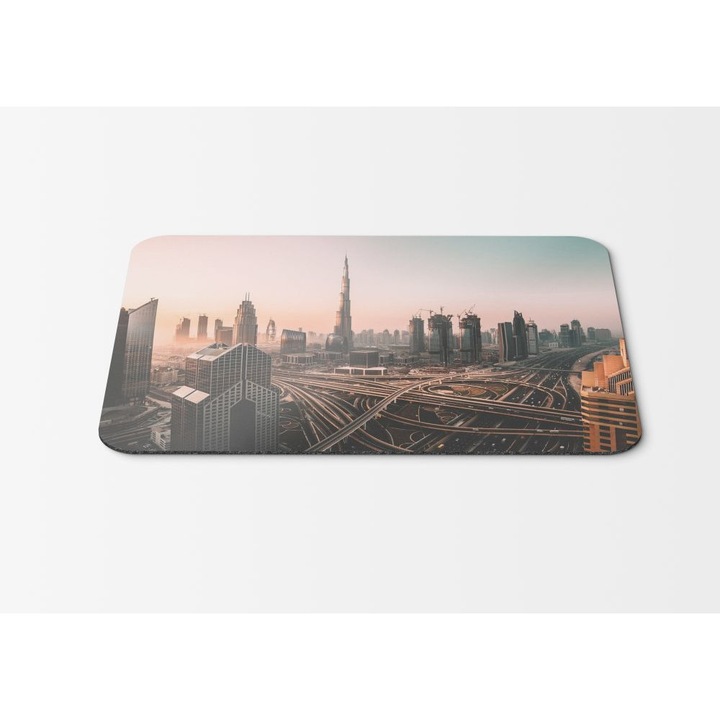 Mouse Pad Dubai Skyline Cityscape Skyscrapers Burj Khalifa - 21.5 x 27 x 0.3cm