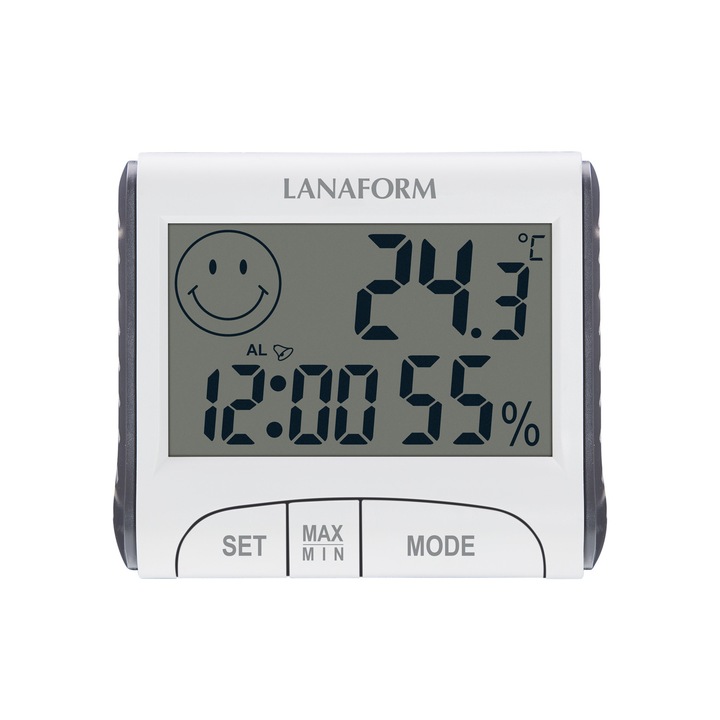 Lanaform digitális hőmérő, óra és páratartalom mérő