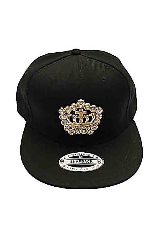 Sapca snapback cu logo metalic cu strasuri,king auriu,negru