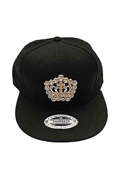 Sapca snapback cu logo metalic cu strasuri,king auriu,negru Sapca snapback cu logo metalic cu strasuri,king auriu,negru