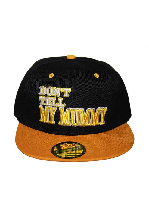 Sapca snapback cu mesaje,don t tell my mummy,negru galben