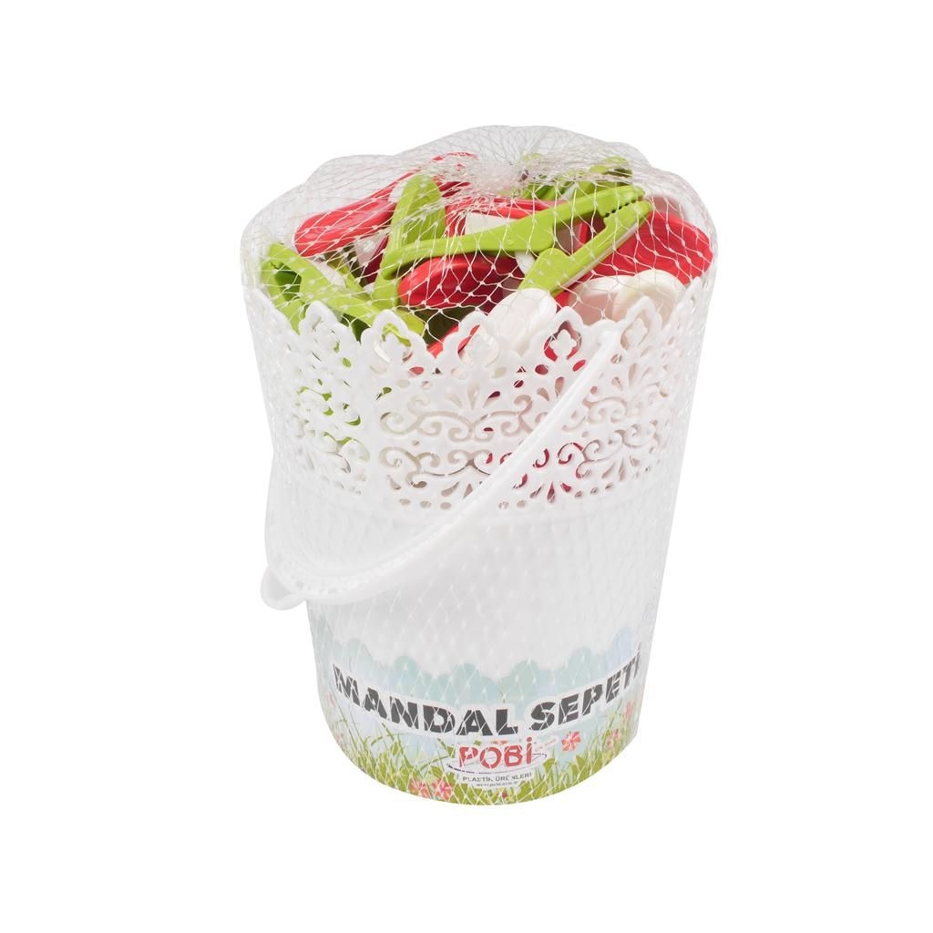 Cos din plastic cu 15 carlige pentru uscat rufe, plastic