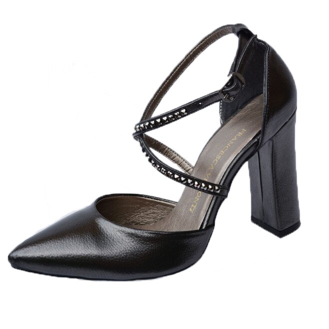 Sandale elegante cu barete si strassuri, D&J Exclusive, Negru sidef