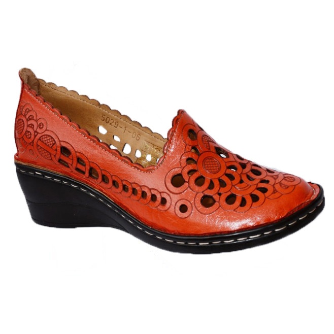Pantofi cu perforati si talpa ortopedoca, D&J Exclusive, Rosu