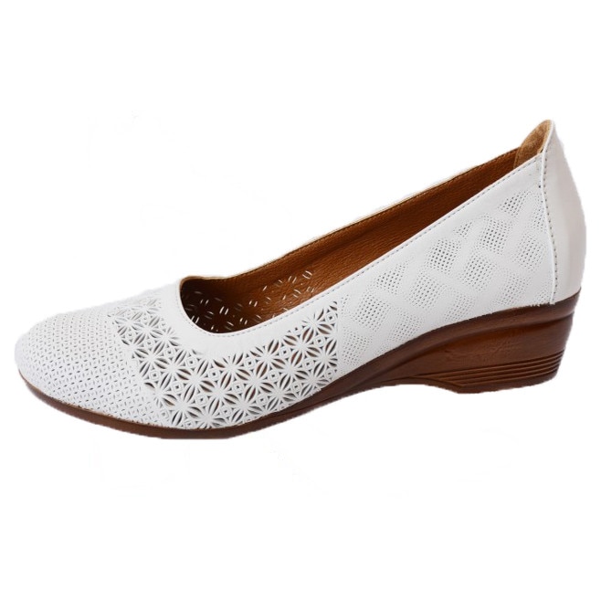 Pantofi cu platforma mica ,D&J Exclusive, Alb