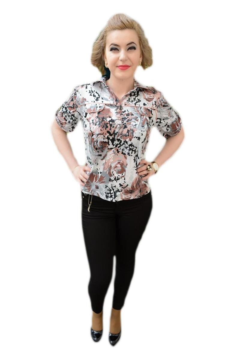 Bluza casual, nuanta de gri, D&J Exclusive, Alb/Maro