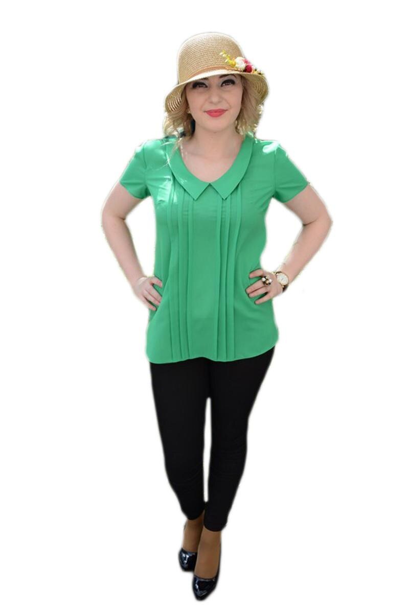 Bluza de vara, cu guler, D&J Exclusive, Verde