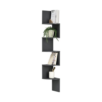 Set Design Retro Style, 1 raft perete Modell 22, en.casa, MDF, gri mat lacuit Set Design Retro Style, 1 raft perete Modell 22, en.casa, MDF, gri mat lacuit