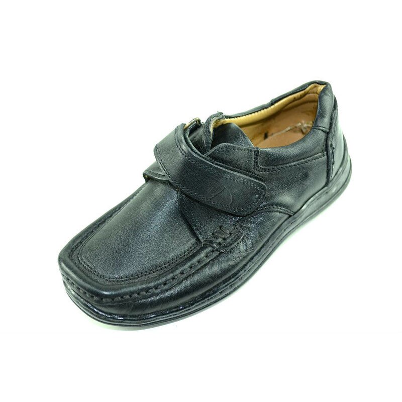 Mocasini din piele naturala pentru baietei Small Foots MBSF1, Negru, 26