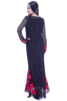 Rochie plasa neagra cu broderie Liza Panait I-18E Rochie plasa neagra cu broderie Liza Panait I-18E