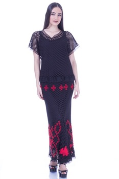 Rochie plasa neagra cu broderie Liza Panait I-17E Rochie plasa neagra cu broderie Liza Panait I-17E