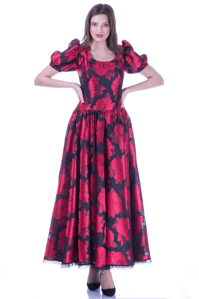 Rochie voal negru imprimat Liza Panait I-14E